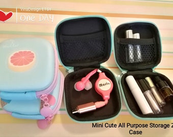 Mini Colorful Storage Zip Case Travel Soft Storage Box Square Headphone Case Cable Organizer Box Small Protective Case Mini Shock Proof case