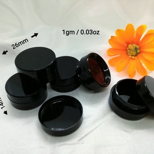 Mini Sample Box 1gm/0.03oz Plastic Black Empty Bottle Cosmetic Box Empty Round Plastic Bottle Mini Lip Balm Bottle Mini Cosmetic Storage Box 1gm Black