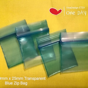 Mini 25mm x 30mm Transparent Blue Zip Bag 2.5cmx3cm 100pcs Mini Zip Bag Small Blue Zip Bag Small Zip Bag Reusable Zip Bag Tiny Parts Storage