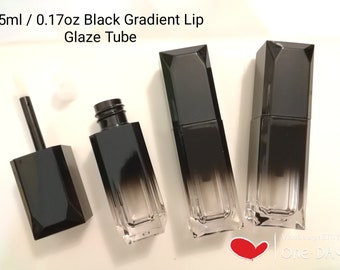 5ml / 0.17oz Empty Square Black Gradient Lip Glaze Tube Acrylic Black Square Lipstick Tube Black Lip Gloss Bottle Square LipBalm Container