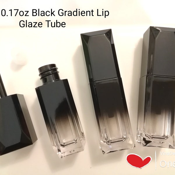 5ml / 0.17oz Empty Square Black Gradient Lip Glaze Tube Acrylic Black Square Lipstick Tube Black Lip Gloss Bottle Square LipBalm Container