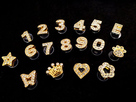 Super Shine 14mm Diamond Gold Shoe Letter Charm Diamond Crown