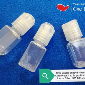 Less 10% ALL 25 pcs 10ml Square Empty Clear Bottle Press Lotion Empty Bottle Small Travel Empty Bottle Square Pink Pless Bottle Clearances