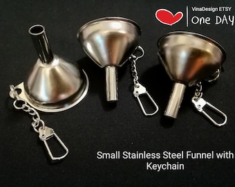 Small Stainless Steel Funnel Keychain Metal Funnel Silver Funnel Metal Funnel Hanging Funnel Wine Funnel Reusable Funnel Packing Funnel Tool