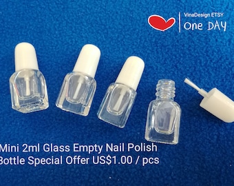 Super Mini 2ml Empty Glass Nail Polish Bottle Square Nail Polish Bottle Mini Nail Polish Bottle Doll Nail Polish Bottle Cutie Empty Bottle
