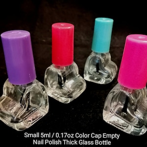 Small 5ml / 0.17oz Color Cap Heart Nail Polish Glass Bottle Small Pink  Heart Shape Glass Nail Polish Bottle Cutie Nail Polish Heart Bottle