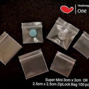 Mini 3cmx3cm / 2.5cmx2.5cm / 2cmx2cmZip Bag 100pcs Resealable Bag Small Clear Tiny Plastic Bag Zip Bag Reusable Plastic Bag Reclosable Bag