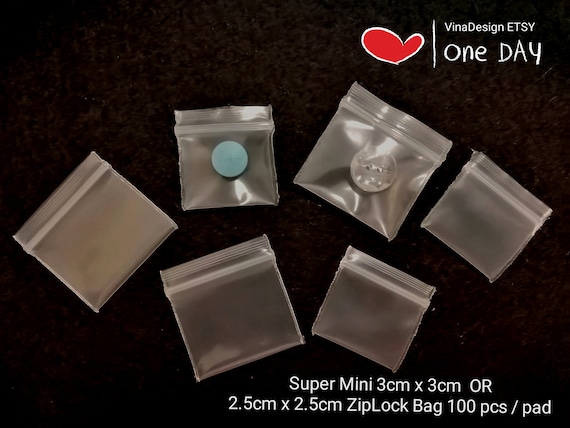 Mini 4cmx4cm /3cmx3cm / 2.5cmx2.5cm / 2cmx2cm Zip Bag 100 pcs Resealable Bag Small Clear Tiny Plastic Bag Zip Bag Reusable Plastic Bag