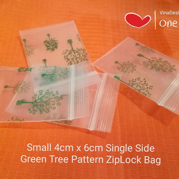 20/50/100 pcs 4cm x 6cm Green Tree Pattern Zip Bag Tree Plastic Zip Bag Super Thick Reusable Poly Bag Green Powder Storage Bag Small Zip Bag