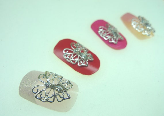 Silver Nail Charms 3D Lock Love Key Star Charms For Nails Nail Rhinestones  Metal Nail Art Diamond Gems For Nail Art Decoration