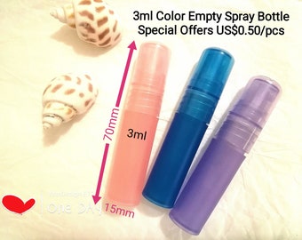 LESS 10% 60 pcs Small 3ml Empty Spray Bottle Color Plastic Perfume Bottle CLEARANCES Spray Perfume Travel Container Perfume Atomizer Bottle