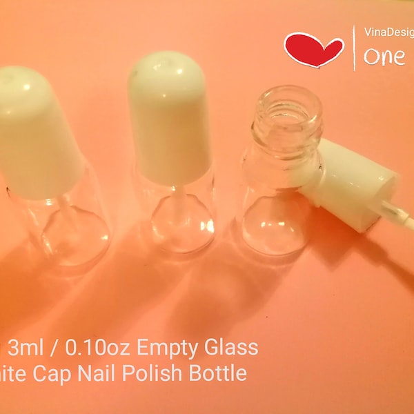 Mini 3ml Empty Glass Nail Polish Bottle Round Nail Polish Bottle White Cap Nail Polish Bottle Doll Nail Polish Bottle Cutie Nail Polish Vail