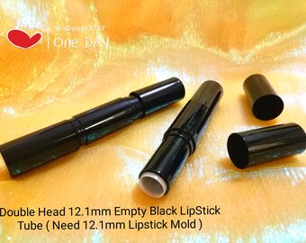 Higt Quality Double Head Lipstick Tube Empty Double Head Lipstick Bottle 12.1mm Double Head Black Lipstick Bottle Long Black Lipstick Tube