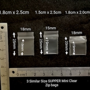 Super Mini 100 pcs 1.5cmx2.5cm/1.8cmx2.5cm/2cmx2.5cm/1.8cmx2cm Zip Bag Thick Resealable Bag Tiny Zip Bag Clear Plastic Zip Bag Reusable Bag