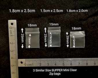 Super Mini 100 pcs 1.5cmx2.5cm/1.8cmx2.5cm/2cmx2.5cm/1.8cmx2cm Zip Bag Thick Resealable Bag Tiny Zip Bag Clear Plastic Zip Bag Reusable Bag