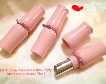 Pink Ribbon Lipstick Tube 11.1mm Pink Bow Lipstick Bottle Direct Fill Pink Lipstick Bottle DIY Lipstick Tube Pink Butterfly Lipstick Bottle