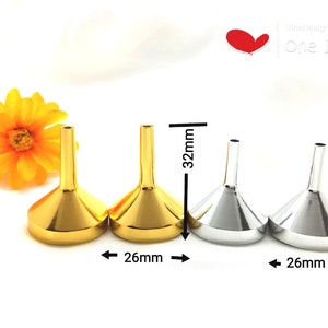 2 pcs Small Metal Funnel Small Gold Metal Funnel Small Silver Metal Funnel Small Liquid Funnel Perfume Metal Funnel Reusable Funnel Tool