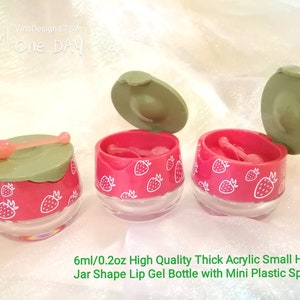 6ml/0.2oz Acrylic Cherry Shaped Lip Gel Bottle Honey Jar Shaped Bottle Mini Honey Dipper Bottle Red Lip Glaze Bottle Cutie Cosmetic Bottle