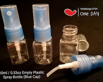 10ml/ 0.33oz Square Empty Clear Bottle Spray Empty Bottle Small Travel Bottle Square Shape Plastic Spray Bottle Cosmetic Clear Spray Bottle