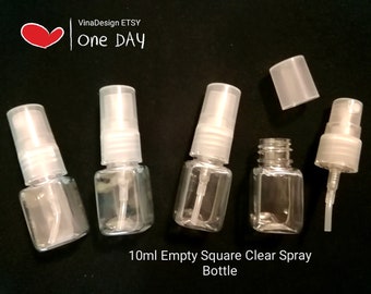 10ml Square Empty Bottle Clear Spray Empty Bottle Small Travel Empty Bottle Square Shape Spray Bottle Cosmetic Container Square Clear Bottle