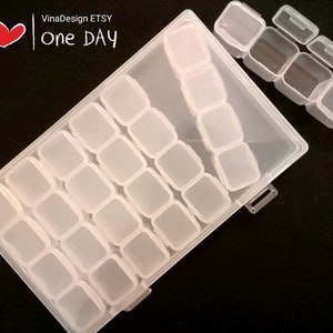 FREE SHIPPING 28 Compartment Storage Box Nail Charm Storage Box Mini Part Case Accessories Box Nail Decal Storage Small Nail Charm Organizer
