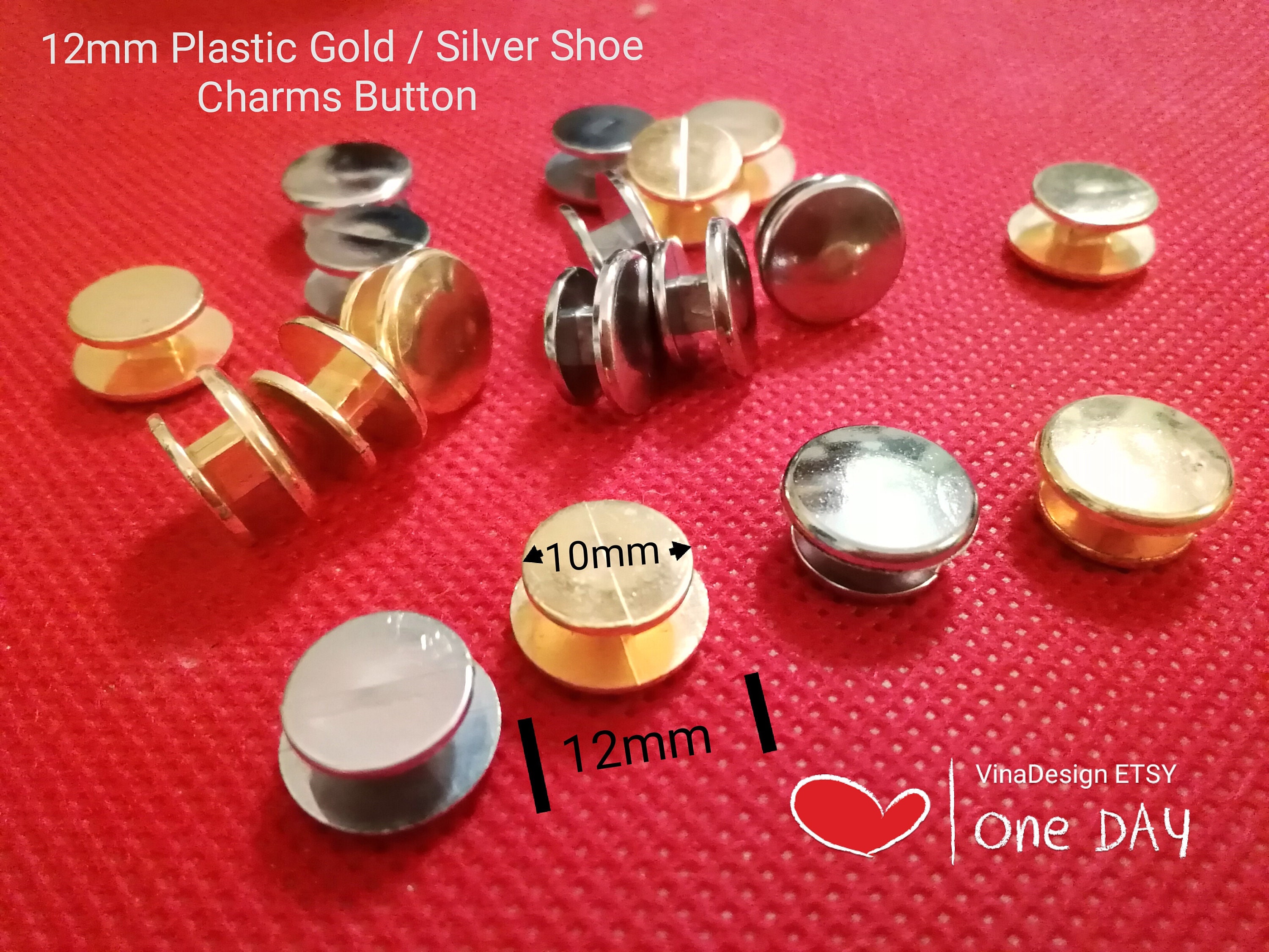 Shoe Charm Blanks - 12mm Clear Back Buttons for Crocs - Make your own shoe  charms! - with 10mm Glue Pad - 20 pcs set