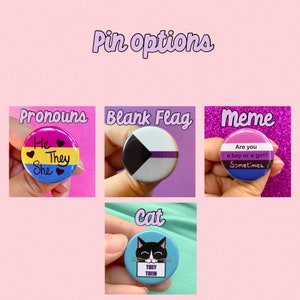 Custom LGBTQ Pride and Pronoun Pins Neopronouns Obscure Flags 1.25 inches Pin Back Buttons image 2