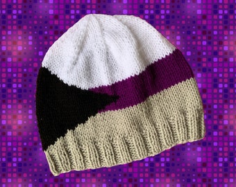 Demisexual Pride Handknit Slouchy Beanies| LGBTQ+ Pride Flag | Intarsia Picture Hats for Teens & Adults | Subtle Queer Toques