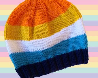 AroAce Pride Handknit Slouchy Beanies| LGBTQ+ Pride Flag | Asexual Aromantic  | Hats for Teens & Adults | Subtle Queer Toques