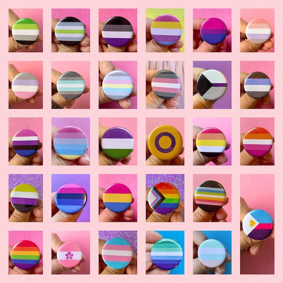 LGBTQ+ Pride Flag 1.25” Inch Pin Back Button Agender Bi Pan