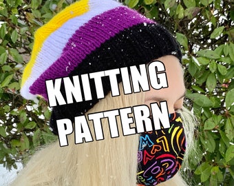 Nonbinary Pride Beanie KNITTING PATTERN | Digital PDF Only | Lgbtq+ Flag Knit Hat