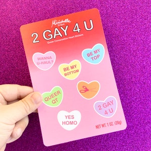 Hoja de pegatinas con forma de corazón para el Día de San Valentín/Regalo LGBTQ+/Queer/Gay/Lesbiana/Bisexual/Pansexual
