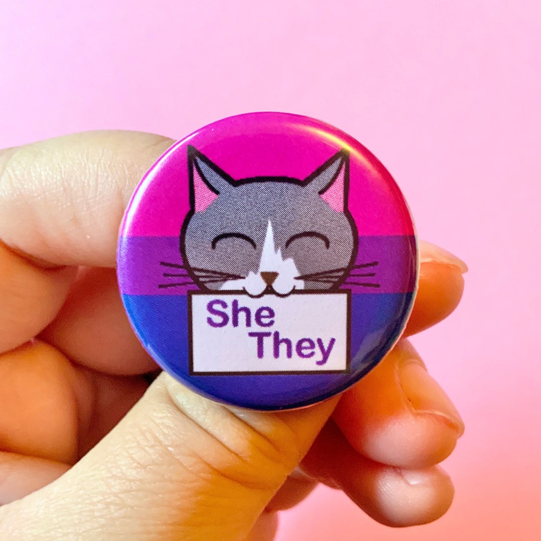 Kitty Cat Bisexual Pride Flag Pronoun 1.25 Inch Pin Back Etsy
