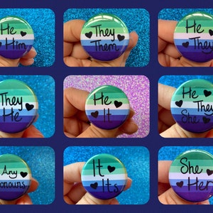 MLM Gay Vincian Pride Flag Pronoun 1.25” inch Pin Back Button | He/Him | He/They | They/Them | Any Pronouns| He/It|Gay Male | Men Loving Man