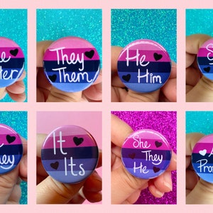 Omnisexual Pride Flag Pronoun 1.25” inches Pin Back Button| They/Them| She/Her| She/They| Any Pronouns | He/Him | He/They | She/They/He
