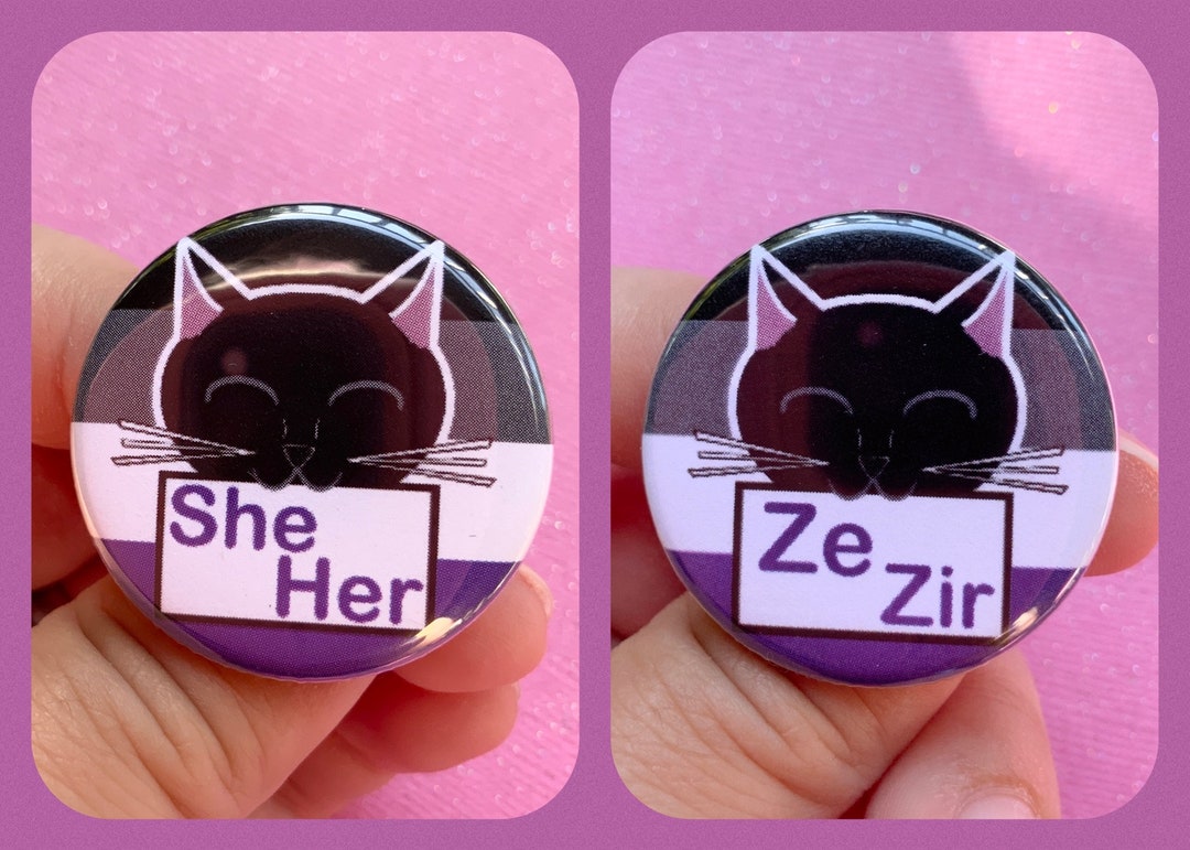 Kitty Cat Asexual Pride Flag Pronoun 1.25 Inch Pin Back Etsy
