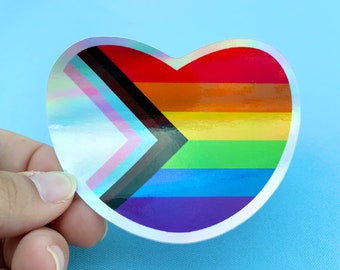 Progress Pride Flag Heart Sticker - Etsy