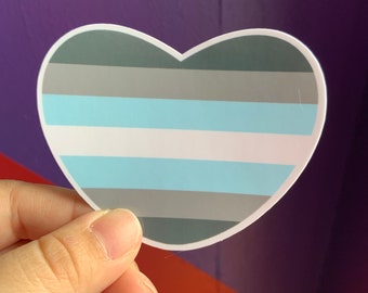 Demiboy Pride Shaped Water Resistant Sticker| Heart Shaped Flag Glossy Decal | Subtle LGBTQ+ Gifts