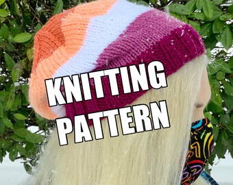 Lesbian Pride Beanie KNITTING PATTERN | Digital PDF Only | Lgbtq+ Flag Knit Hat