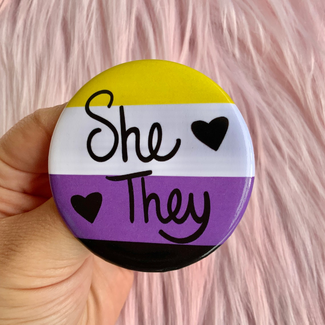 Big A Pin She/they Nonbinary Pride Flag Pronoun Pin Back Etsy
