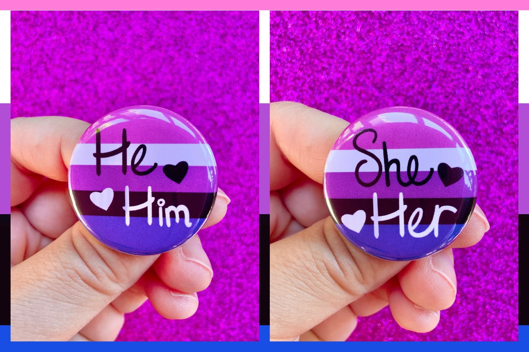 StockPins Pronoun Lapel Pins - He/Him, She/Her, They/Them & More, 1" Brass With Epoxy Dome - View #9