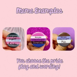 Custom LGBTQ Pride and Pronoun Pins Neopronouns Obscure Flags 1.25 inches Pin Back Buttons Gender Meme