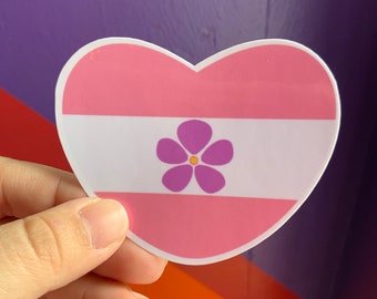 Sapphic Pride Heart Shaped Water Resistant Sticker| WLW Violet Flag Glossy Decal | Subtle LGBTQ+ Gifts