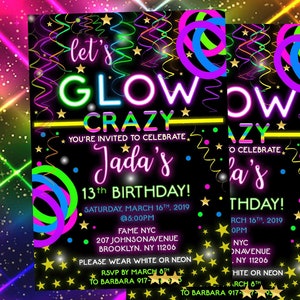 Lets Glow Crazy invitations - Digital Invitation