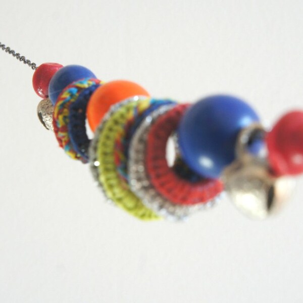 Jingling Caterpillar // Playful Tribal Necklace with Bells