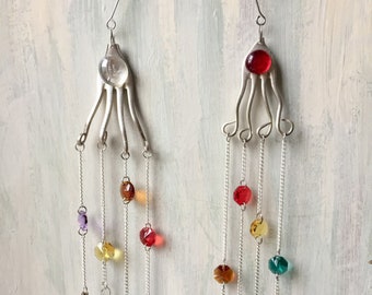 Windgong windgong gemaakt van bestek bestek sieraden windgong windgong suncatcher suncatcher kristalglas kristallen Moederdag cadeau