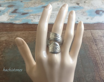 Besteckschmuck - Ring aus einer Zuckerzange Besteck Schmuck versilbert Ringe Besteckringe 18mm  Boho Hippy Cutlery Jewelry