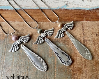 Cutlery jewelry chain pendant angel angel protective amulets amulets luck lucky pendant spoon cutlery angel recycled gift for her