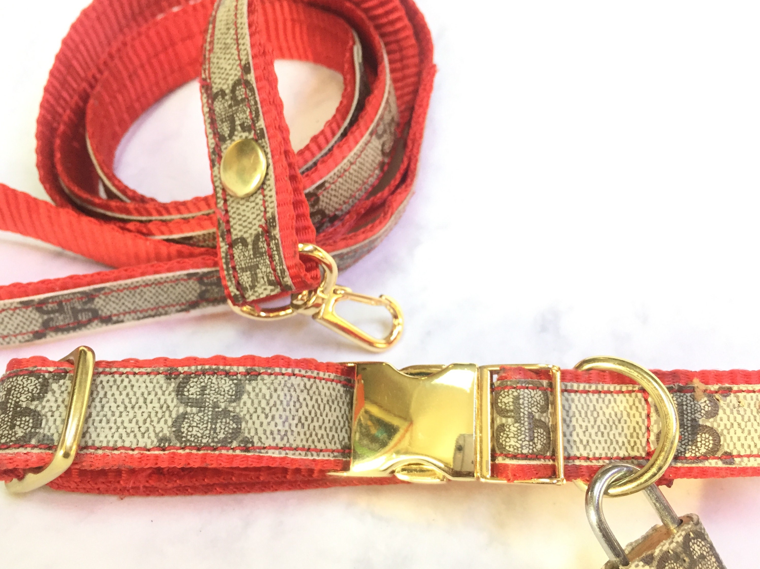Gucci dog collar and 5 leash SET FOR 150 Red nylon all Etsy