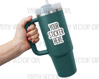 Tumbler Sticker Mockup, Tumbler Mockup, Sticker Mock Up, Vinyl Decal Mockup, PNG, JPG, 30 oz Tumbler with Handle Mockup, 40 oz Mockup